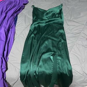 Elegant Green Satin Dress